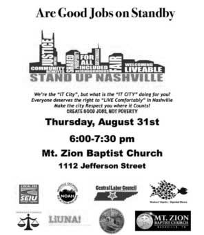 Stand Up Nashville poster for event organizing people of Nashville to Stand Up about airport expansion