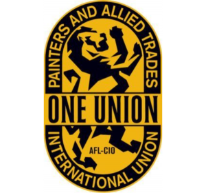 One Union painters and allied trades logo with rearing lion