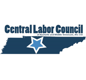 Central Labor Council of Nashville and Middle Tennessee logo in blue and white with a star